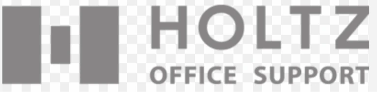 Logo von Holtz Office Support mit grauen Balken und Schriftzug