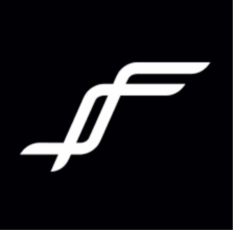 Weißes abstraktes Logo-Symbol auf schwarzem Hintergrund, modernes Branding-Icon